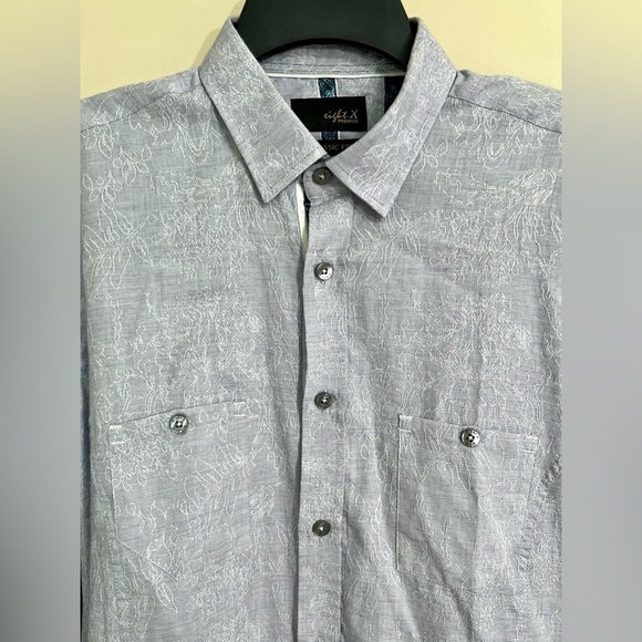 EIGHT‎ X PREMIUM Men’s Embroidered Button Down Paisley Blue Buckle Exclusive M - Picture 6 of 16